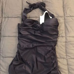 ModCloth Navy Halter Size 8 1-Piece Bathing Suit